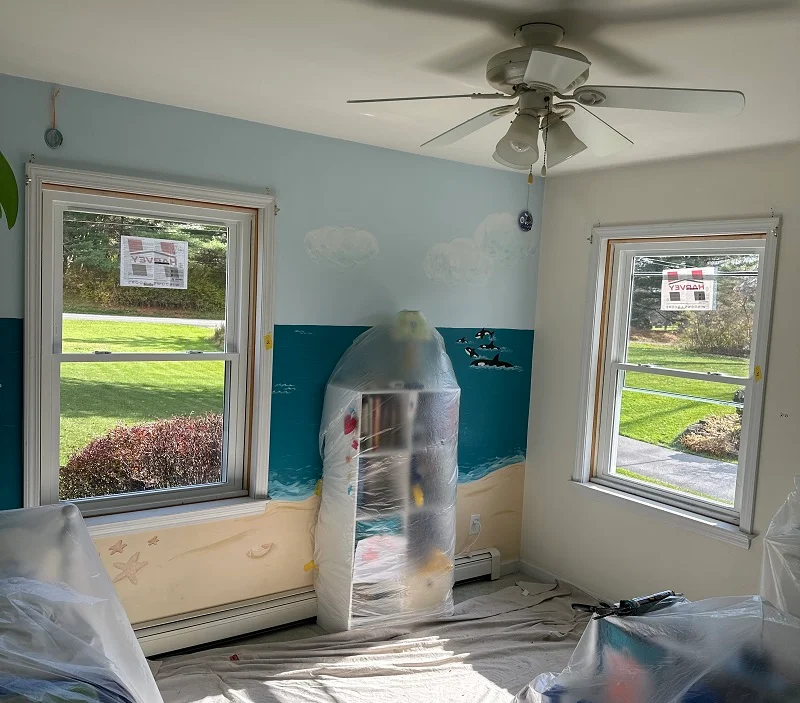 Plastic used to keep the interior clean during window demo